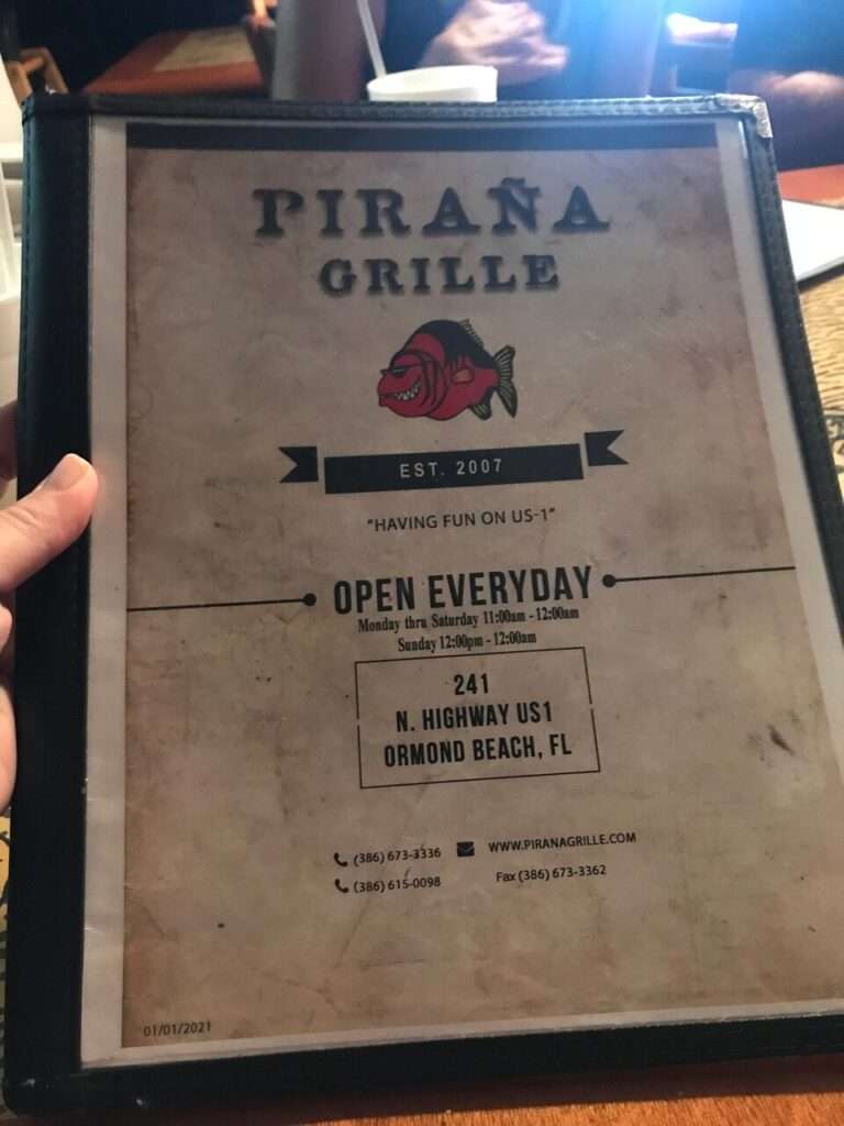 Pirana Grill menu 4