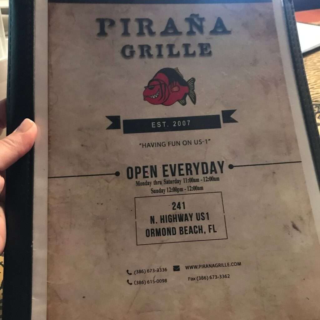 Pirana Grill menu 1
